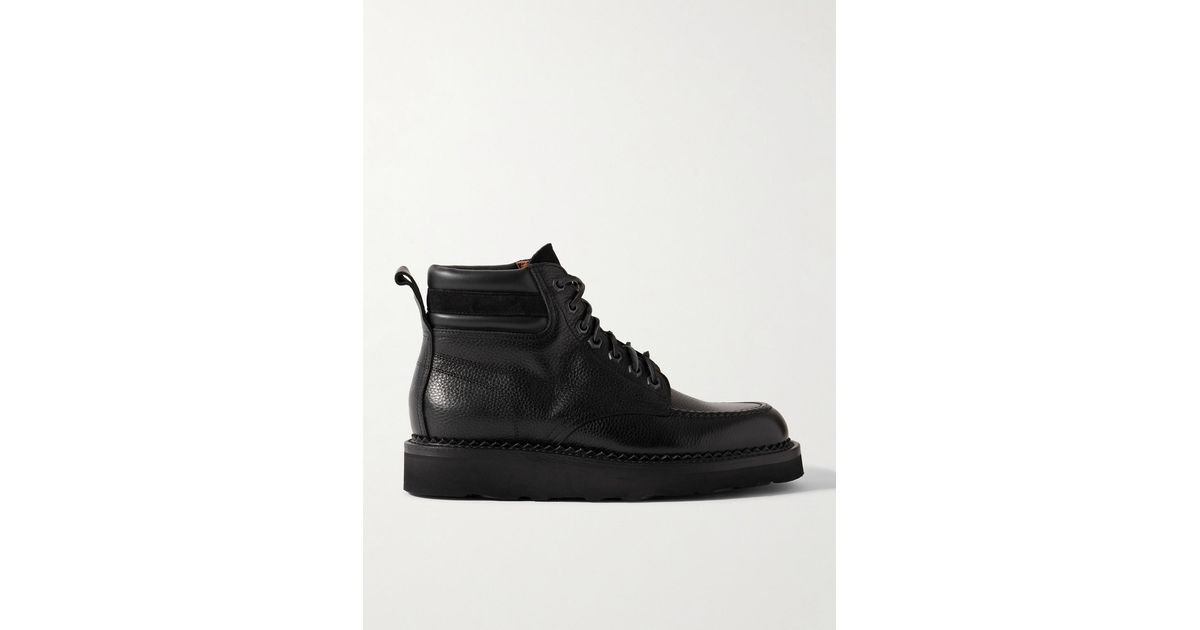 Yuketen Suede-Trimmed Full-Grain Leather Boots in Black for Men