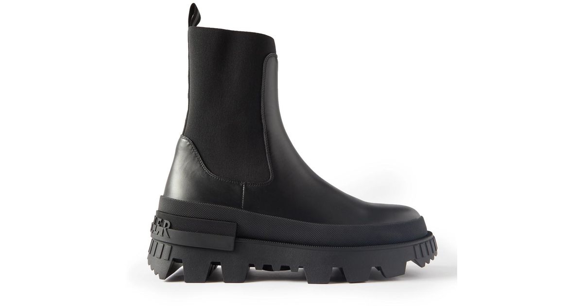 Moncler Neue Leather Chelsea Boots in Black for Men | Lyst