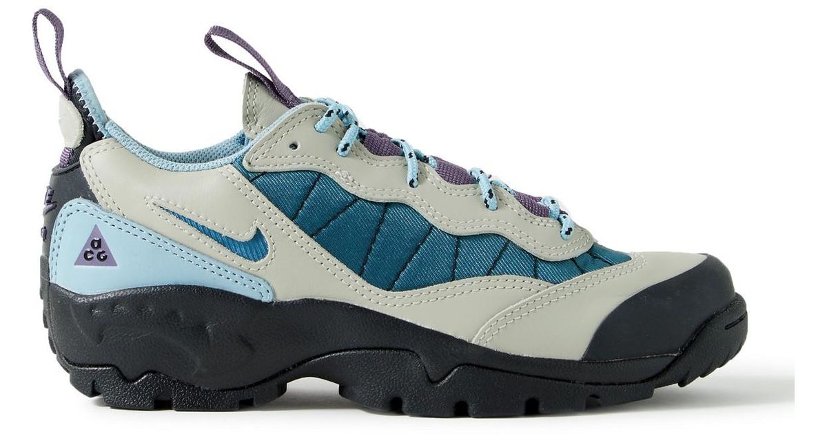 acg air mada rubber trimmed leather and mesh hiking sneakers