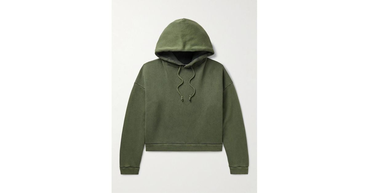 Acne Studios Fester H Cropped Cotton-jersey Hoodie in Green for