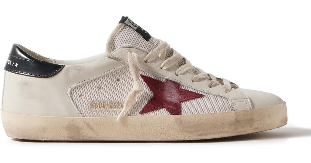 Golden Goose Superstar Distressed Suede-Trimmed Leather And Mesh
