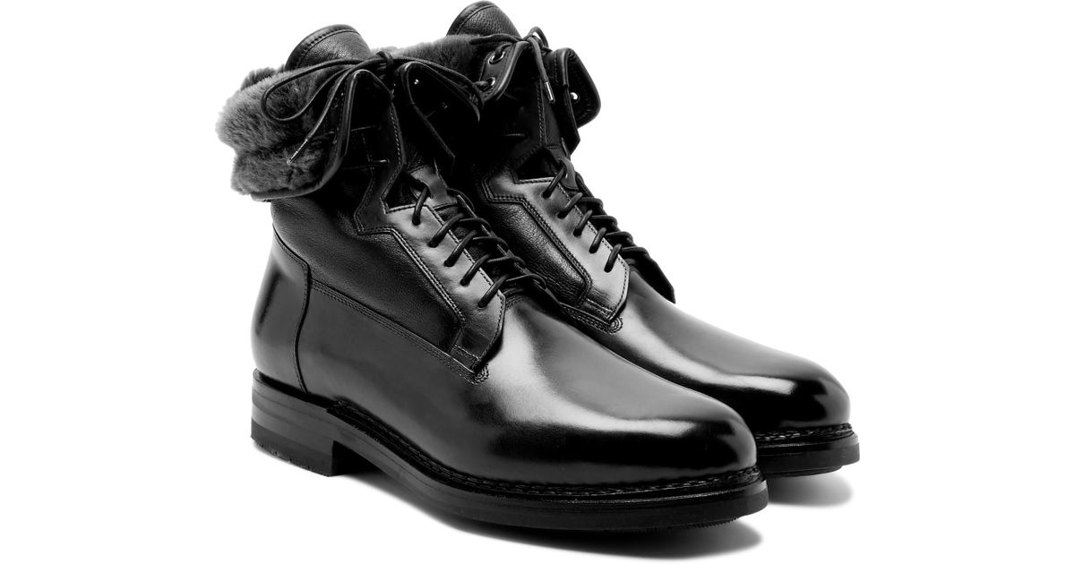 santoni shearling boots