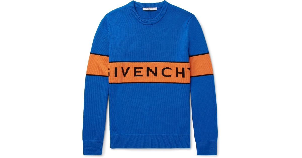 Givenchy Intarsia Wool Sweater in Blue 