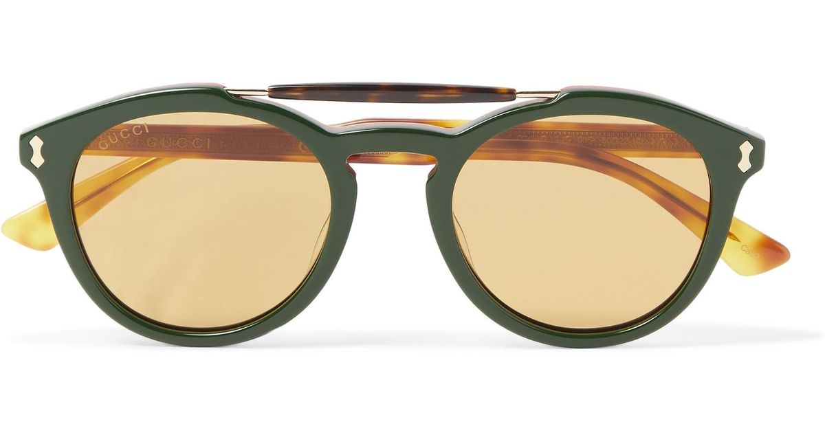 round frame acetate sunglasses gucci