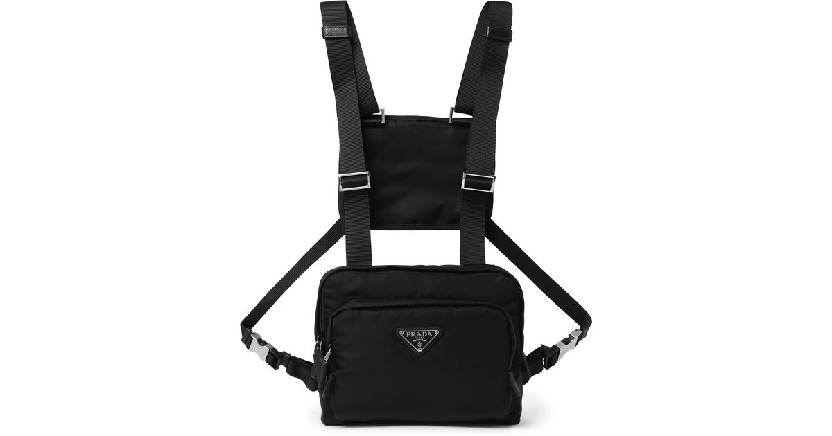 Prada Leather-trimmed Nylon Harness Bag in Black for Men | Lyst