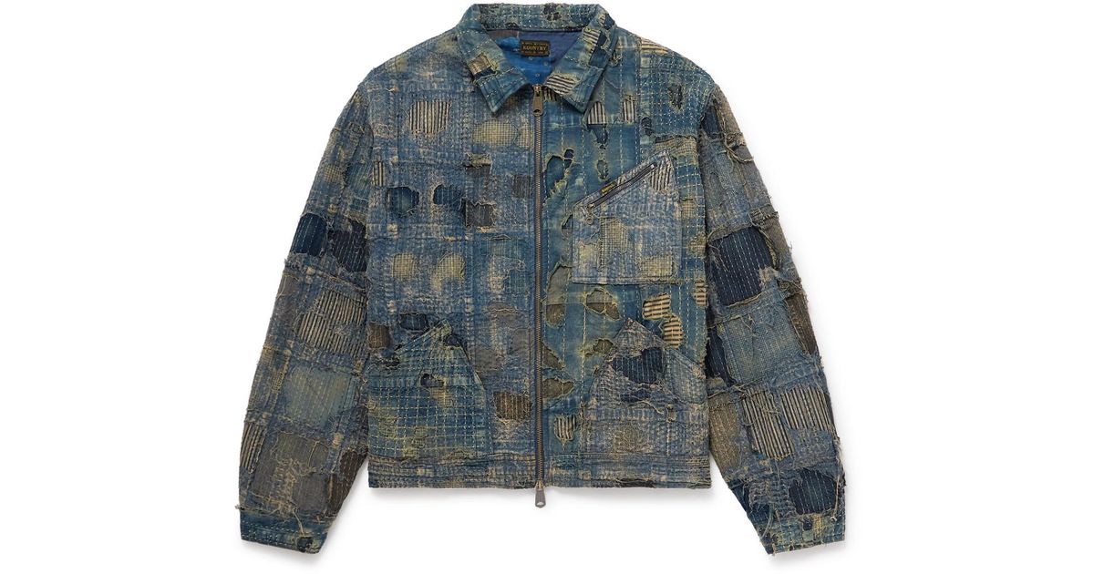 Kapital Boro Distressed Patchwork Denim Jacket in Blue for Men | Lyst