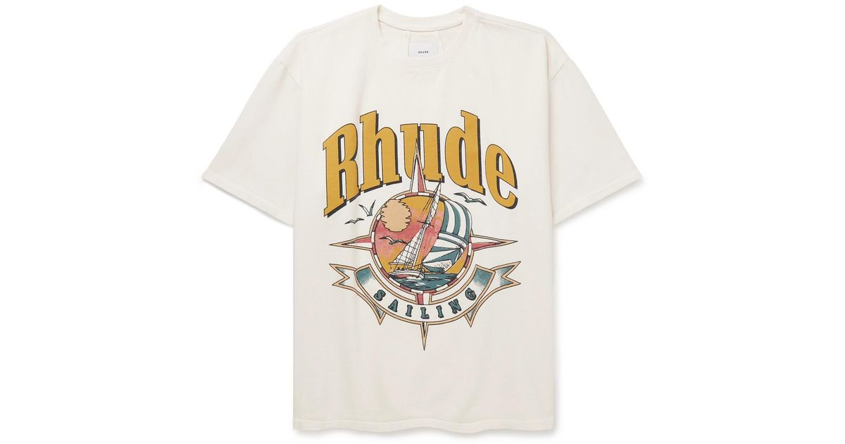 Rhude Port De Logo-Print Cotton-Jersey T-Shirt in White for