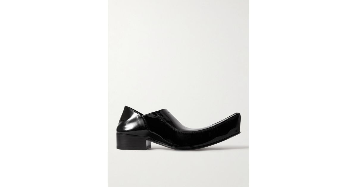 Balenciaga Romeo Collapsible-Heel Patent-Leather Loafers in Black