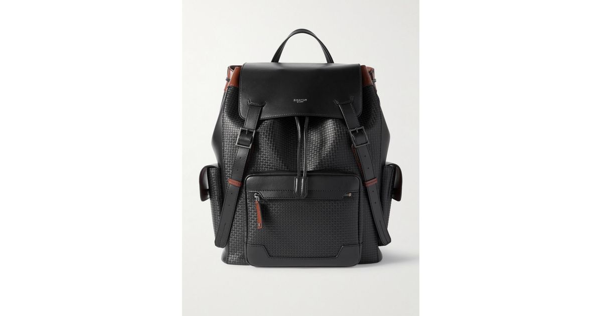 Serapian Large Logo-Embossed Coated-Canvas And Leather Backpack in 
