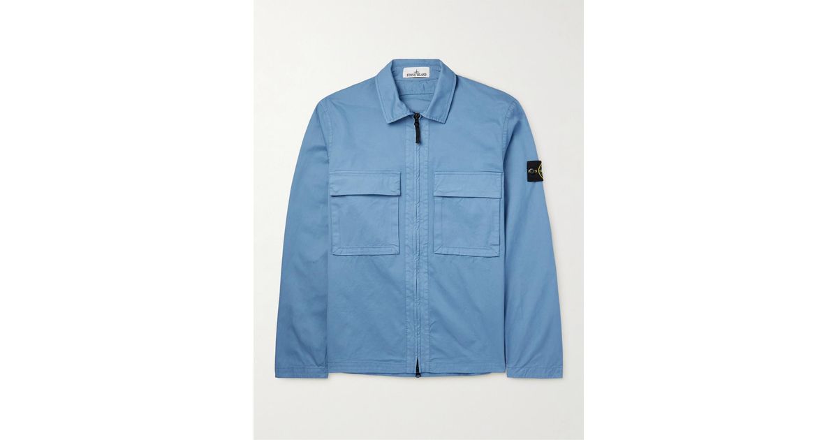 Stone Island Logo-appliquéd Stretch-cotton Gabardine Overshirt in Blue for  Men | Lyst Canada