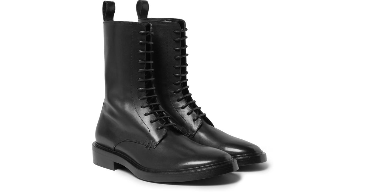 Balenciaga Leather Derby Combat Boots in Black for Men | Lyst