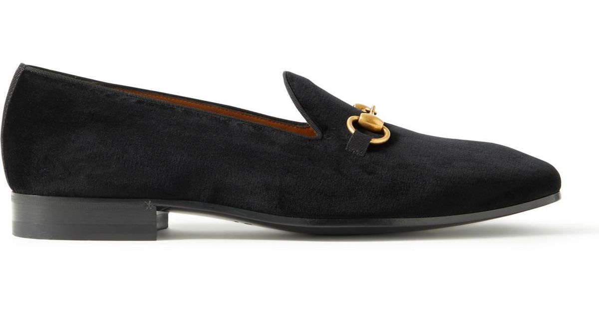 Gucci Gallipoli Horsebit Velvet Loafers in Black for Men | Lyst
