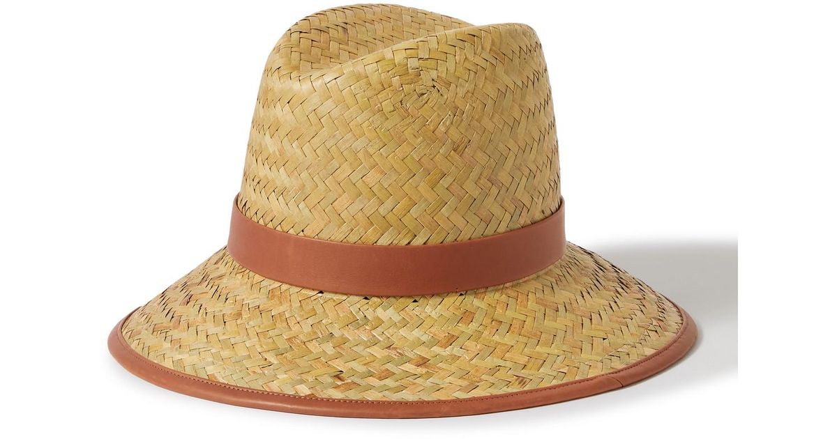 Orlebar Brown Arinos Leather-trimmed Straw Hat in Brown for Men - Lyst