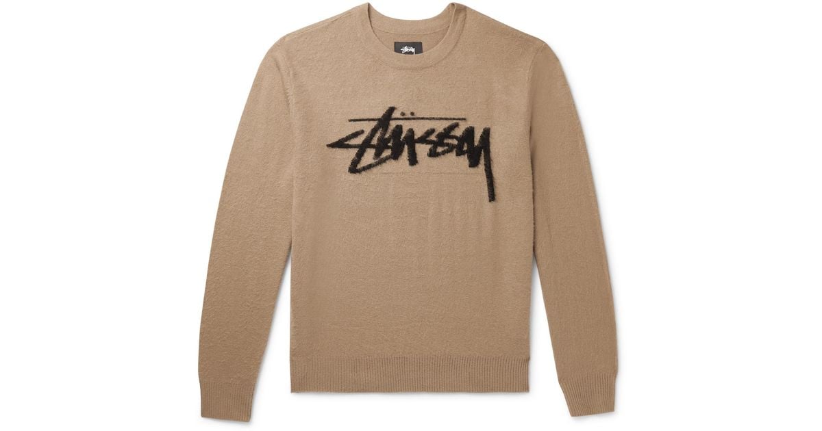 Stussy Logo-intarsia Brushed-knit Sweater for Men | Lyst