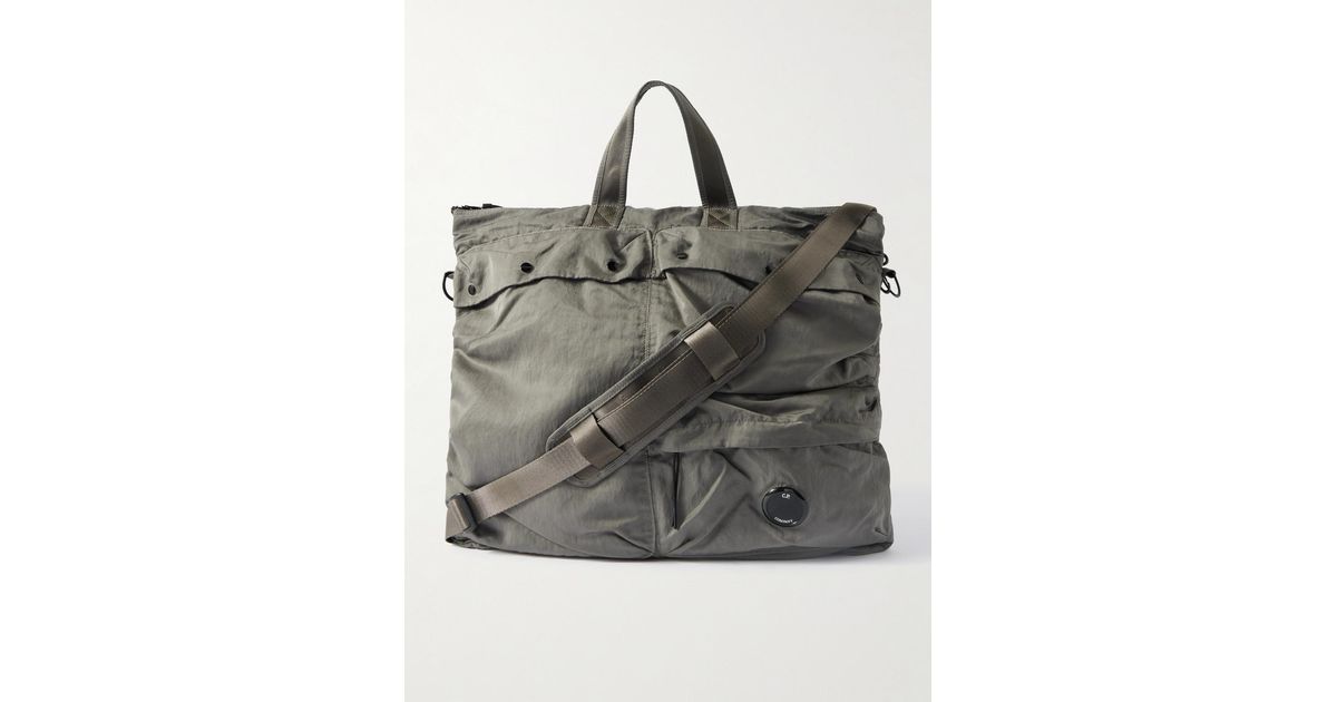 C.P. Company Logo-appliquéd Garment-dyed Nylon B Tote Bag in Grey 