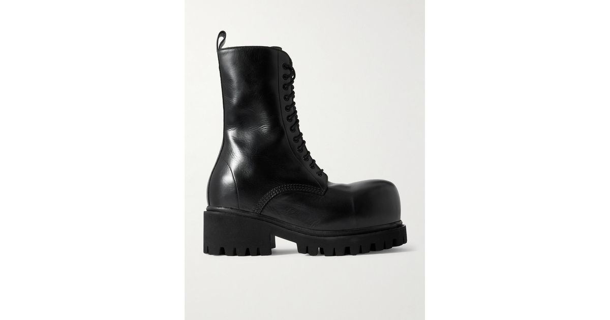 Balenciaga Stomper Leather Boots in Black for Men | Lyst UK
