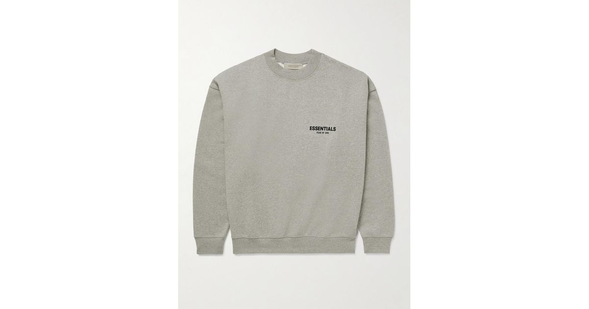 Fear of God ESSENTIALS Oversized Logo-flocked Cotton-blend Jersey Sweatshirt  in Grey for Men | Lyst UK