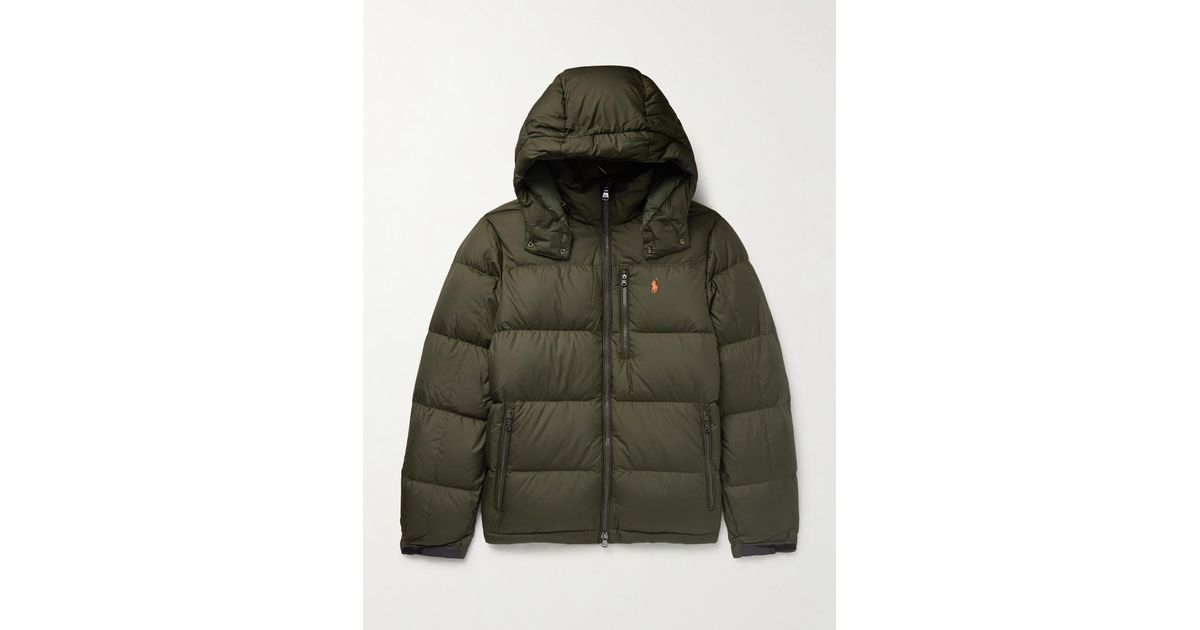 Polo Ralph Lauren Logo embroidered Quilted Recycled shell Hooded Down Jacket in Green for Men Lyst UK