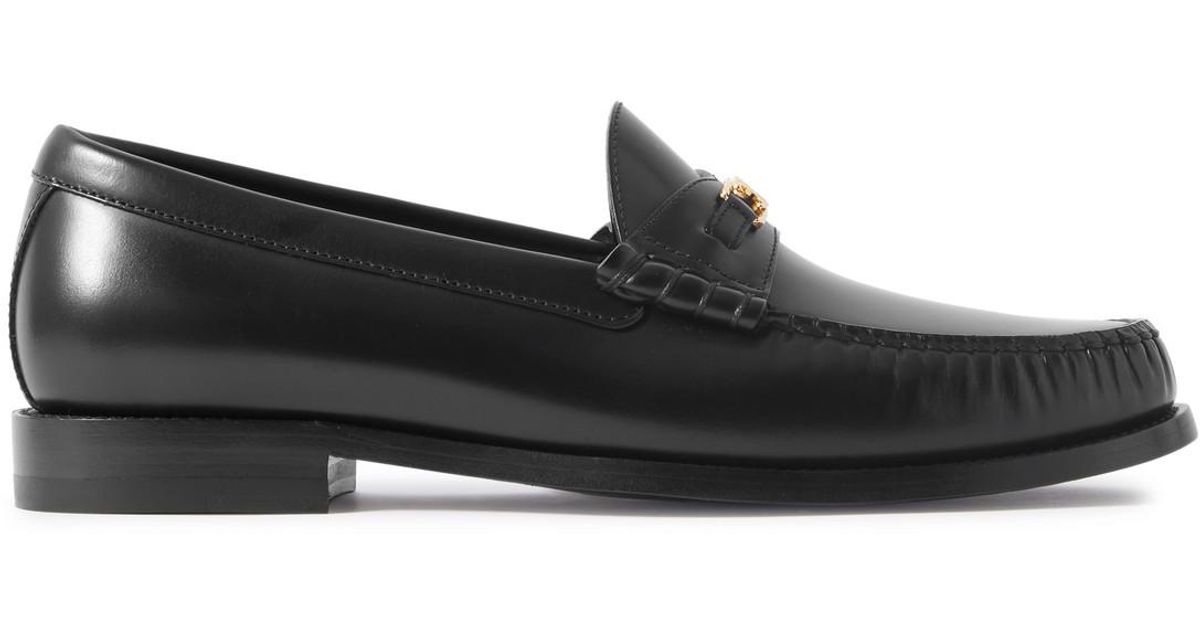 CELINE HOMME Luco Triomphe Logo-embellished Leather Loafers in Black ...