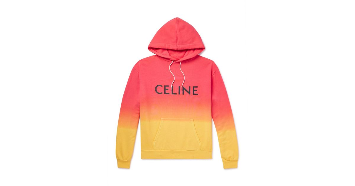 Celine Logo-Print Ombré Cotton-Jersey Hoodie in Pink for Men | Lyst