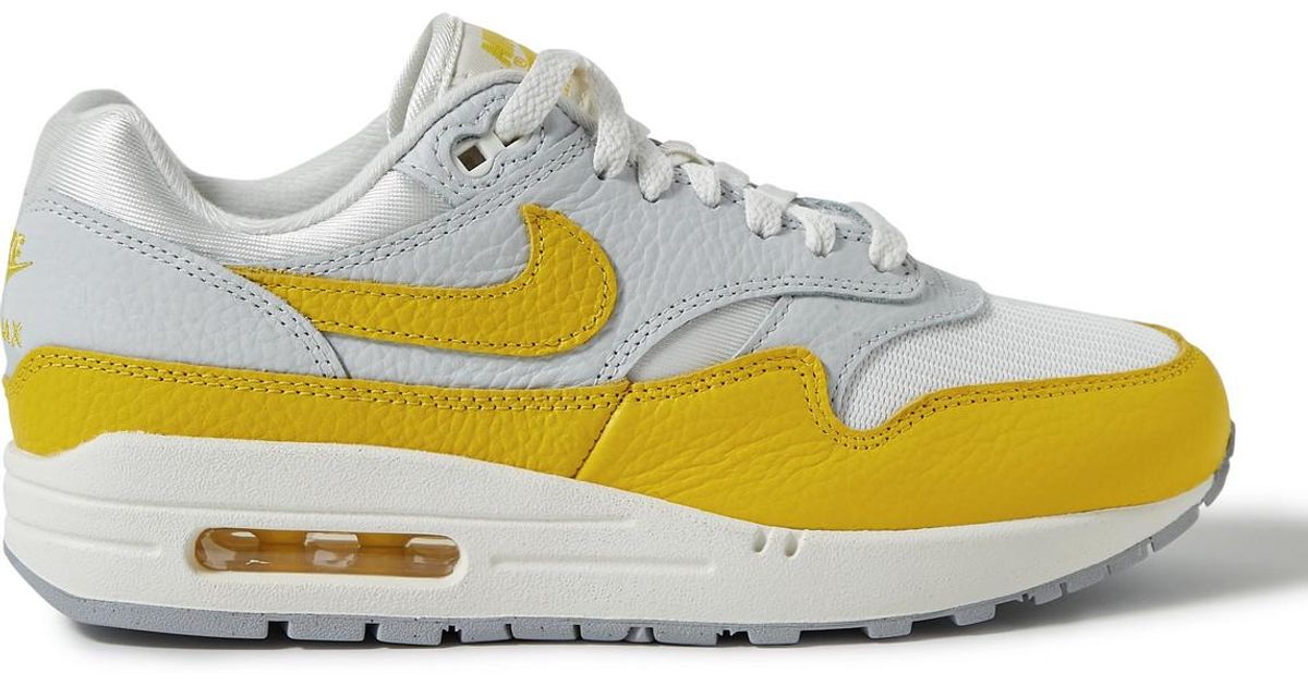 Nike Air Max 1 Full-grain Leather And Mesh Sneakers in Yellow for Men | Lyst