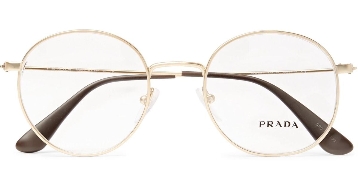 prada glasses gold frame