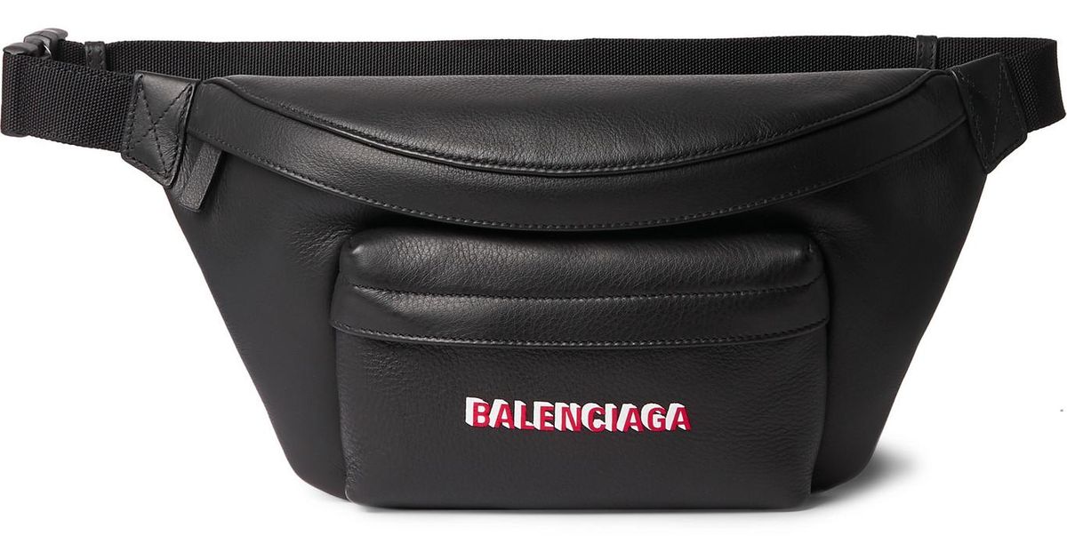 Balenciaga Everyday Logo-print Full-grain Leather Belt Bag in Black for