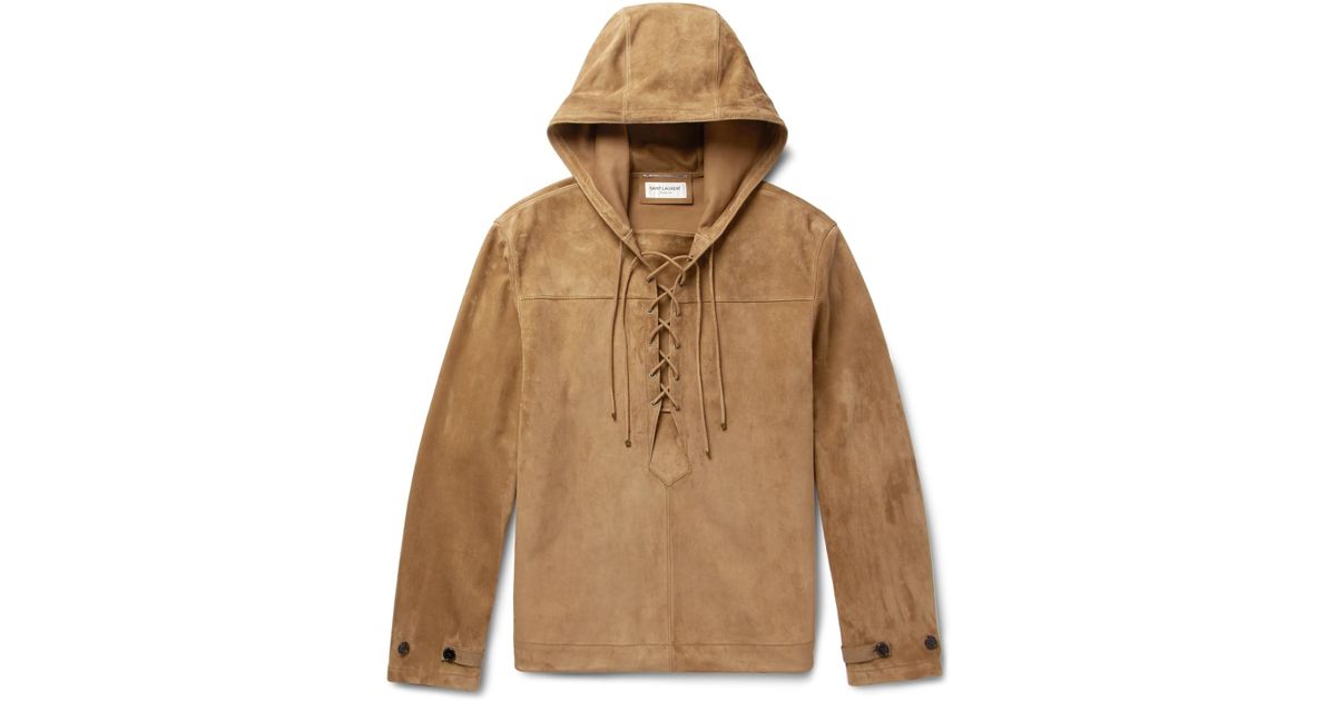 suede hooded jacket