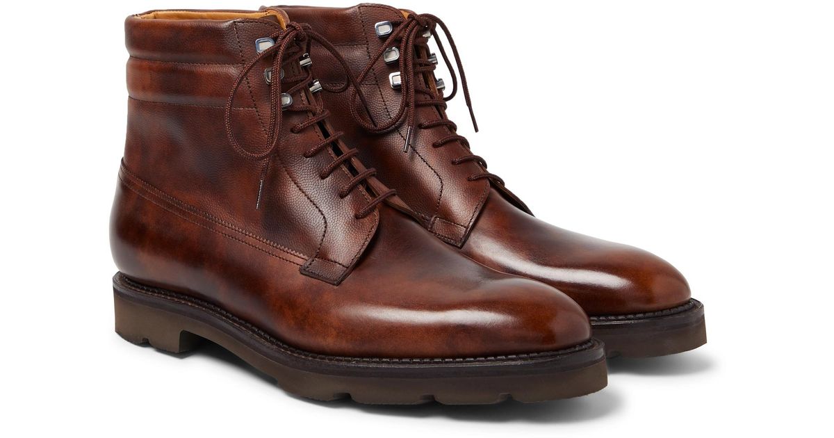 John Lobb Alder Burnished-leather Boots in Dark Brown (Brown) for Men