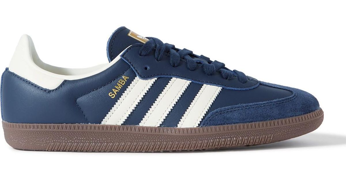 adidas Originals Samba Og Suede-Trimmed Leather Sneakers in Blue for Men |  Lyst