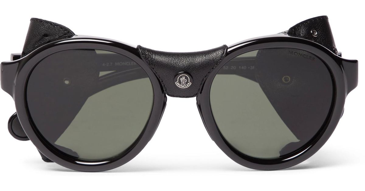Moncler round leather sunglasses Moncler - Subtila Round frame sunglasses Gold - The Corner main image 3