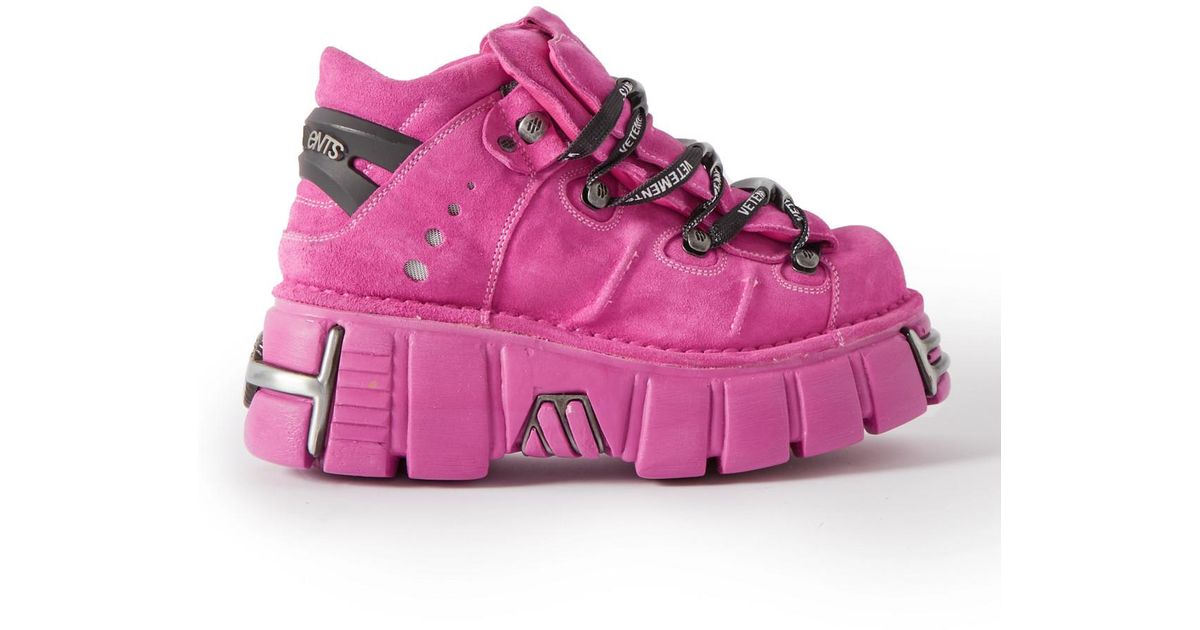 Vetements New Rock Embellished Suede Platform Sneakers in Pink for Men ...