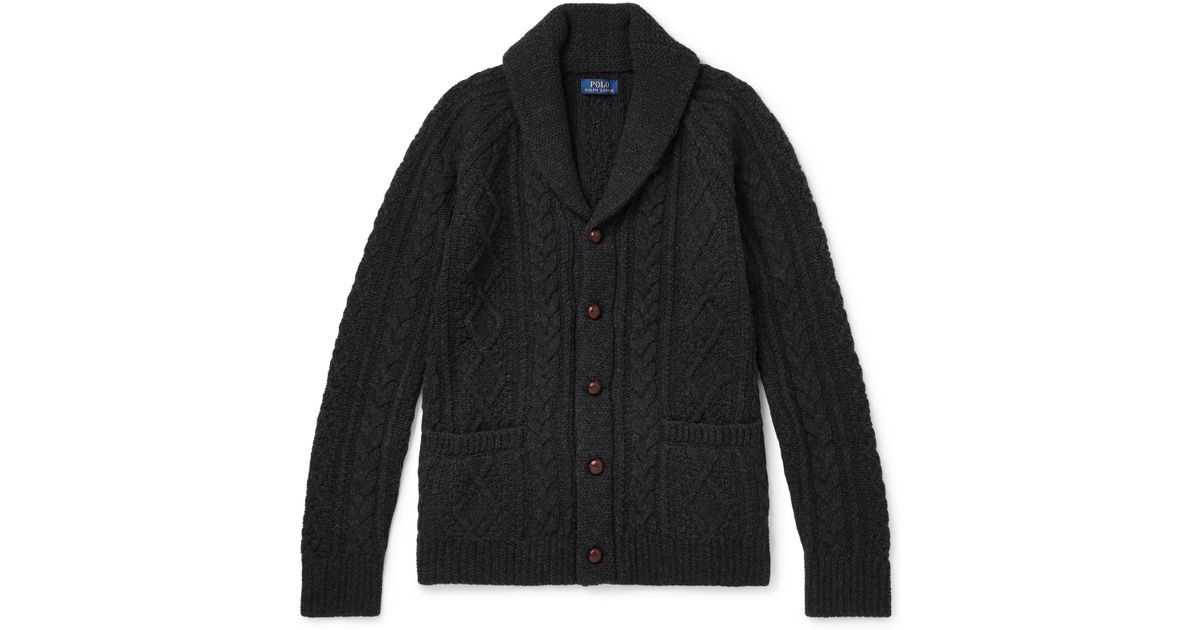 Polo Ralph Lauren Shawl-collar Cable-knit Wool And Cashmere-blend Cardigan  in Charcoal (Grey) for Men | Lyst Canada