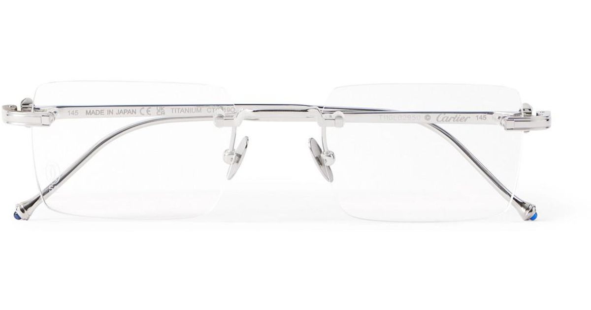 Cartier Pasha De Cartier Rectangular-Frame Rimless-Tone Optical Glasses ...