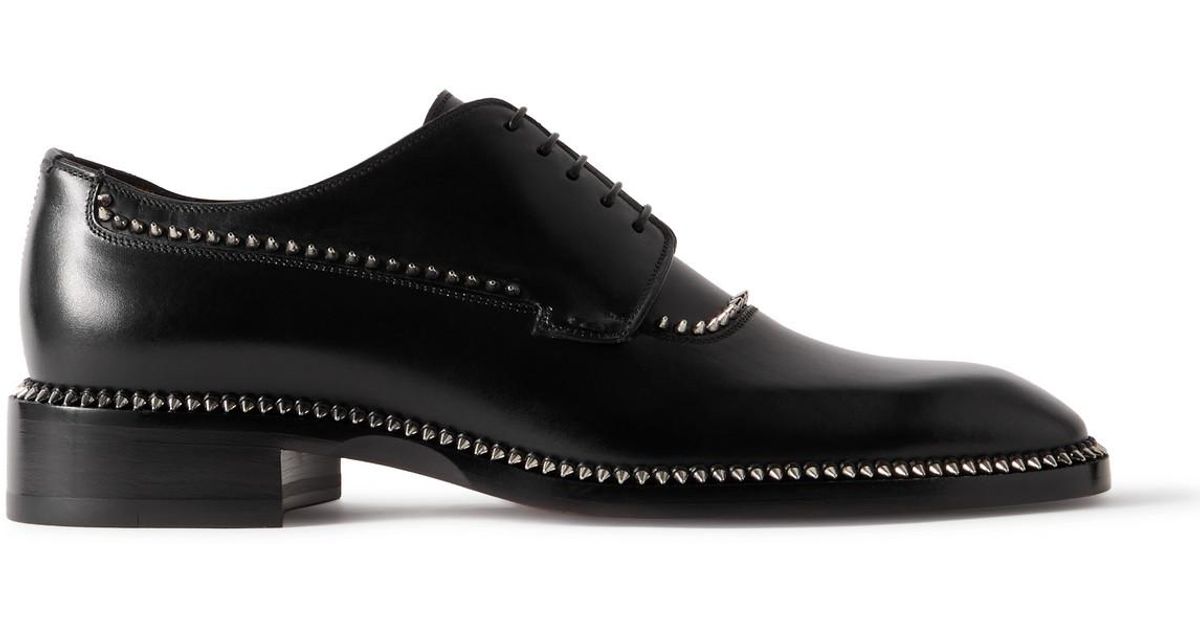 Christian Louboutin Cocoriclou Studded Leather Derby Shoes 