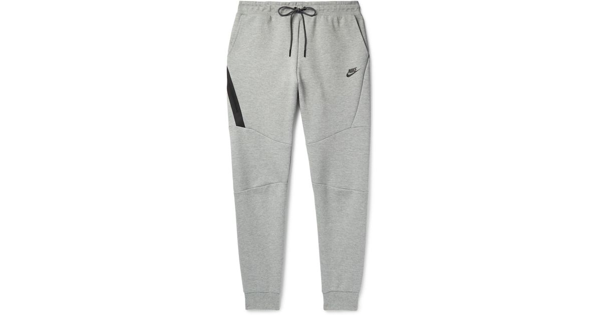 Nike Slim-fit Tapered Mélange Cotton-blend Tech Fleece Sweatpants in Gray for Men - Lyst