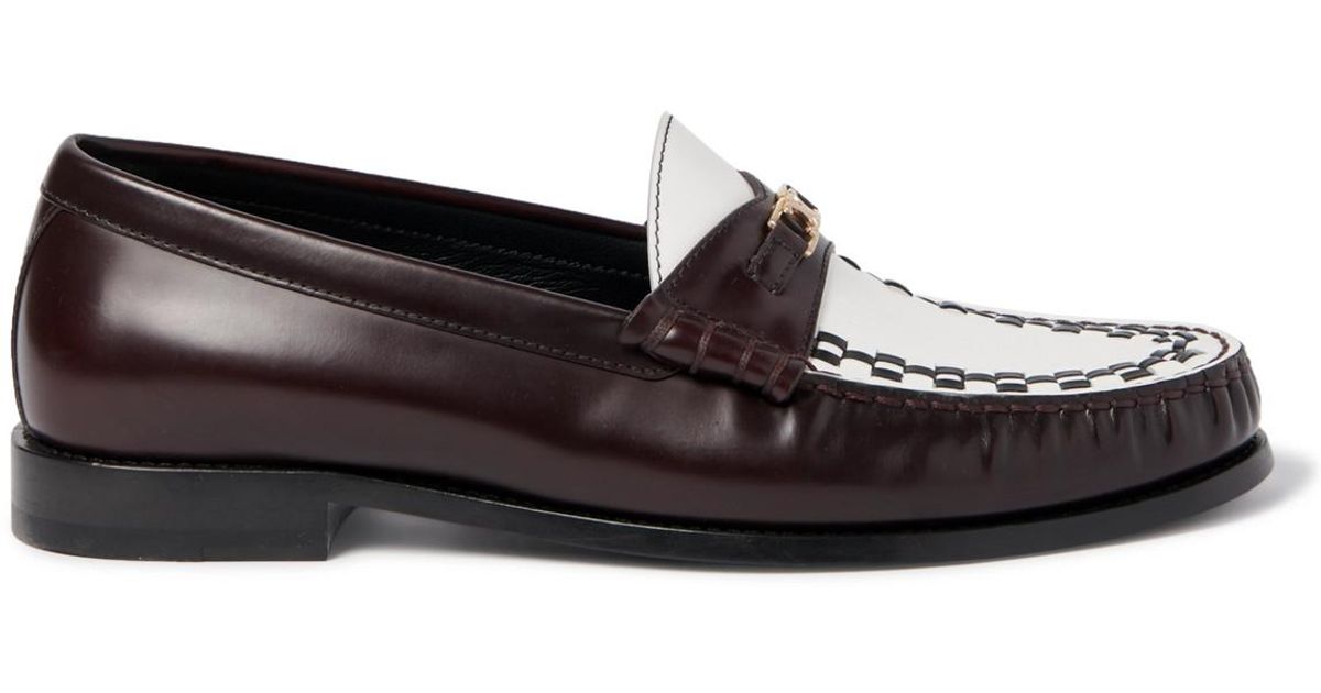 CELINE HOMME Luco Triomphe Two-tone Polished-leather Penny Loafers 