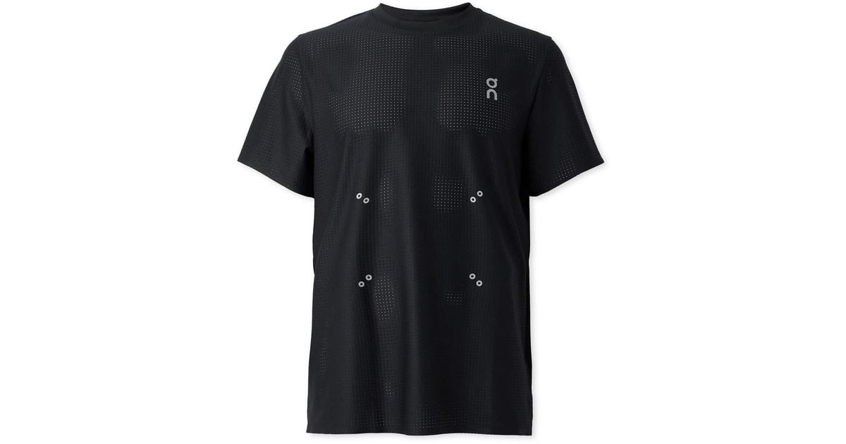 On Shoes Pace-T Logo-Print Cleancloud Mesh T-Shirt in Black for