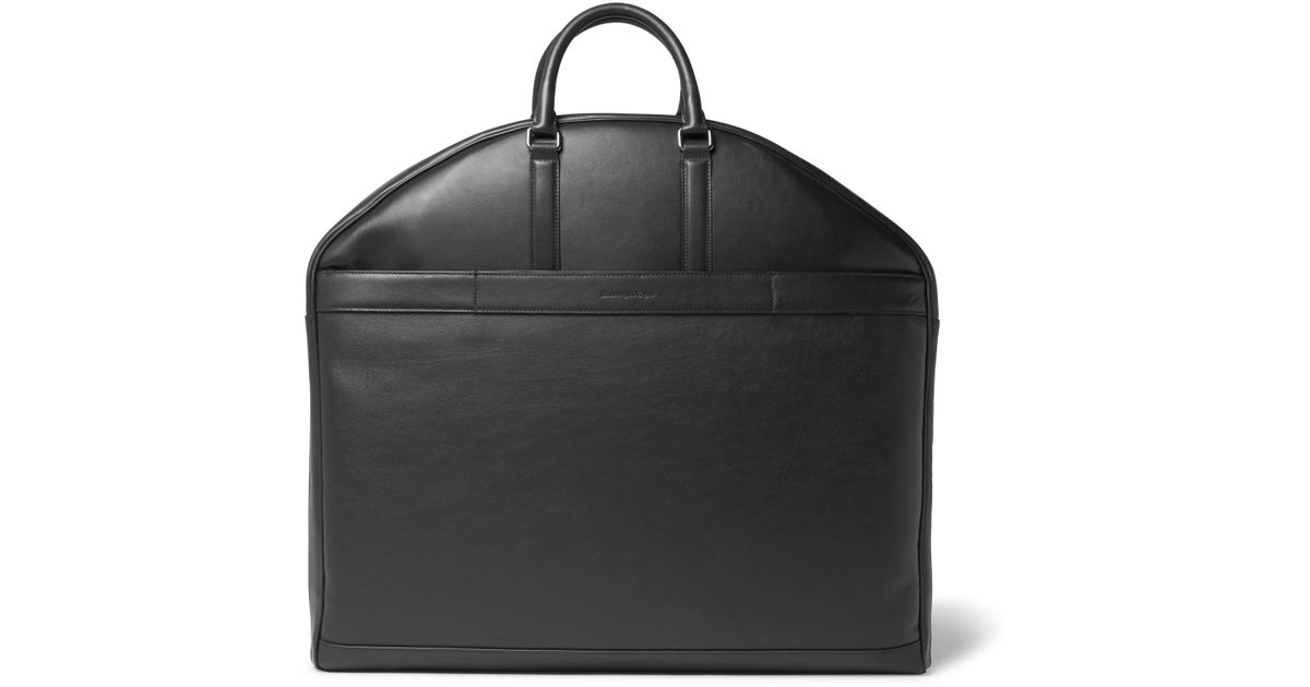 black leather garment bag