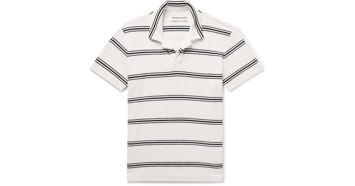 Orlebar Brown Slim-fit Striped Cotton-terry Polo Shirt in Gray for Men ...