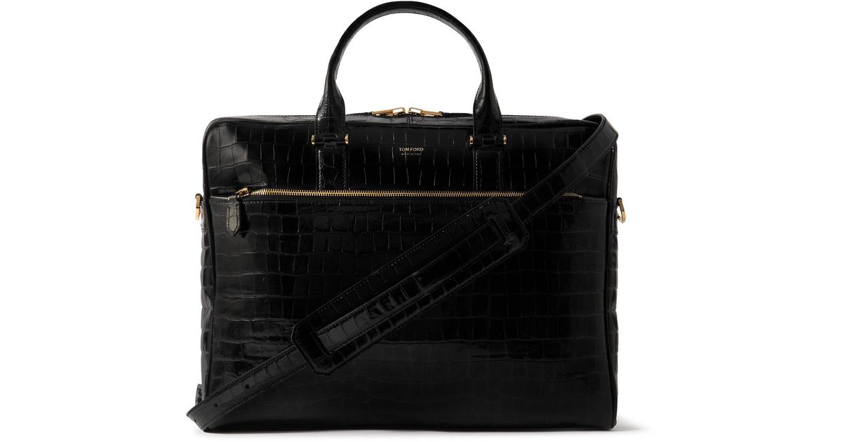 Tom Ford black croc-effect leather bi-fold wallet main image 0