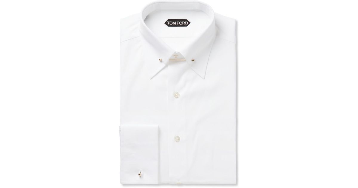 Tom Ford White Slim-fit Pinned-collar Double-cuff Cotton-poplin Shirt in  Black for Men | Lyst