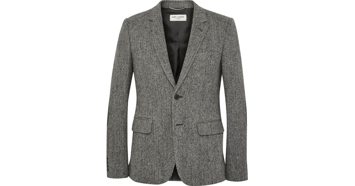 saint laurent herringbone blazer