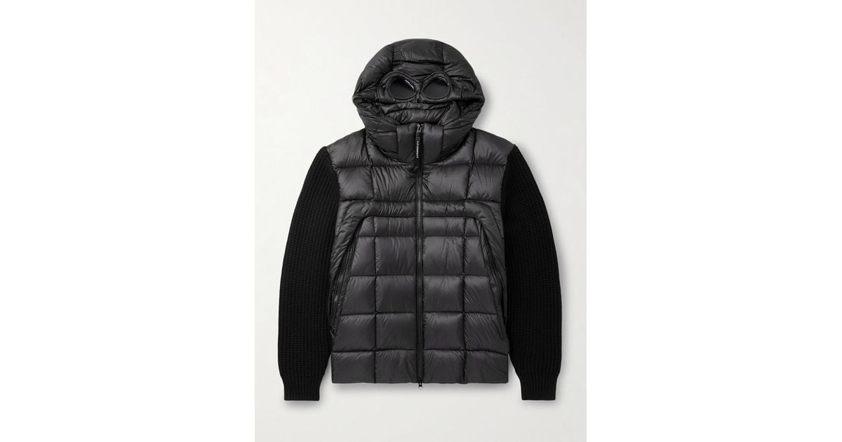 C.P. Company Logo-Appliquéd Quilted Ripstop And Waffle-Knit Wool 