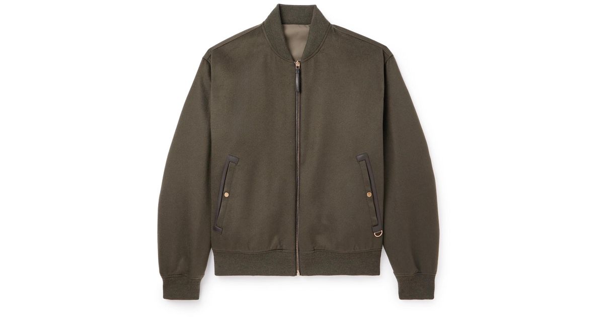 Agnona Reversible Leather-trimmed Cashmere Bomber Jacket in Green for ...