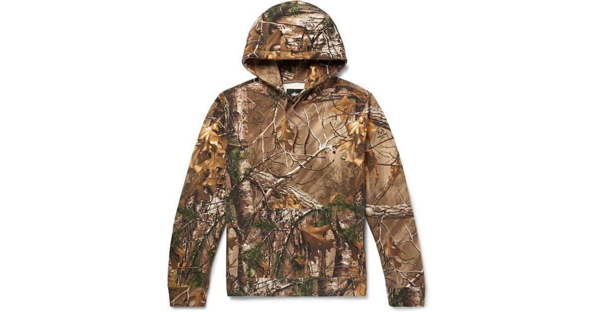 Stussy Realtree Camouflage-print Fleece-back Cotton-blend Jersey Hoodie in  Brown for Men | Lyst