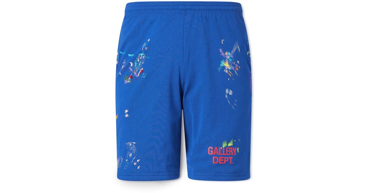 GALLERY DEPT. Studio Gym Straight-Leg Paint-Splattered Mesh Shorts