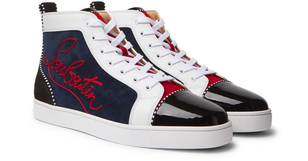 navy louboutin trainers
