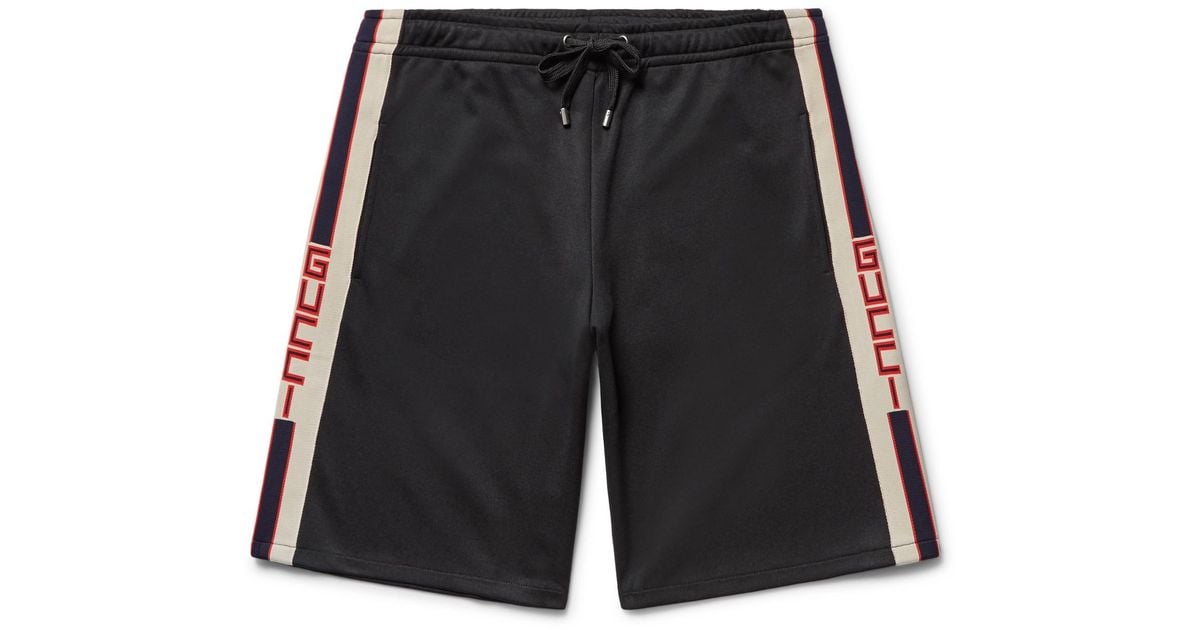 Gucci Webbing-trimmed Tech-jersey Shorts in Black for Men | Lyst