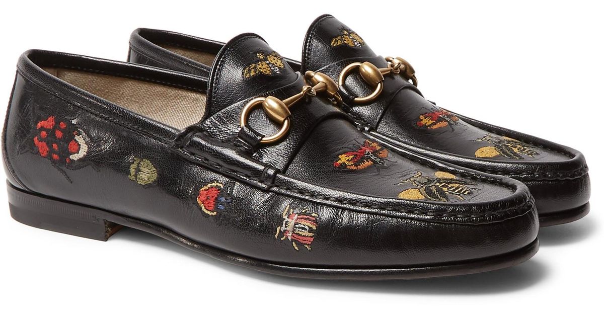 gucci embroidered loafers